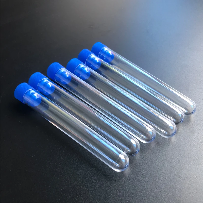 50 шт./лот 15x100 мм Прозрачные пластиковые пробирки с пластиковой цветной пробкой для школьных экспериментов