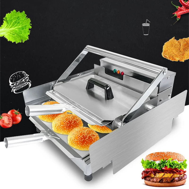 1 кВт Машина для приготовления гамбургеров, Коммерческая Электрическая Печь для приготовления Бургеров, Гриль для хлеба, Двухслойный Тостер для выпечки булочек с таймером
