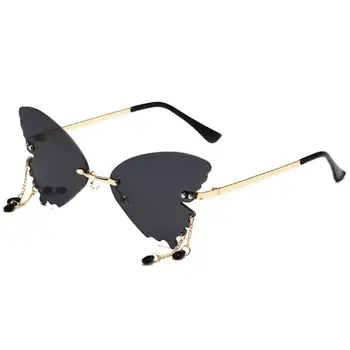 1 ~ 20шт Модные Солнцезащитные очки с бабочкой, женские солнцезащитные очки с защитой от ультрафиолета, Винтажные Металлические Очки без оправы в форме Любви, Популярные вечерние декоративные