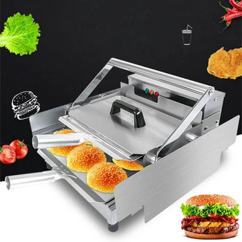 1 кВт Машина для приготовления гамбургеров, Коммерческая Электрическая Печь для приготовления Бургеров, Гриль для хлеба, Двухслойный Тостер для выпечки булочек с таймером