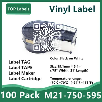 100 Упаковок Этикеточной ленты M21-750-595 для Изготовления виниловых картриджей, Пленки, Бирок, Вывески для внутренней/ Наружной идентификации, Лабораторные