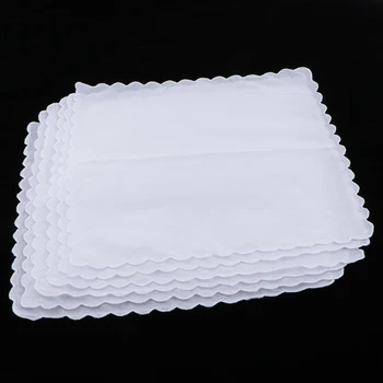 12 упаковок удобных хлопчатобумажных однотонных белых носовых платков, женские платки квадратной формы 