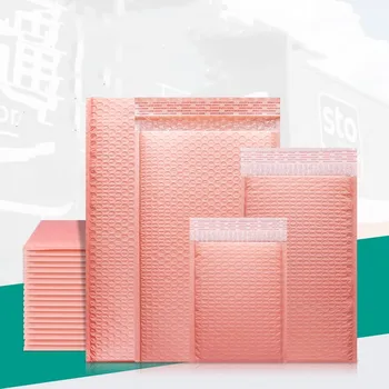 50 шт., розовая пузырчатая почтовая машина, Самоуплотняющиеся упаковочные пакеты, Принадлежности для малого бизнеса, мягкие конверты, пузырчатые почтовые пакеты