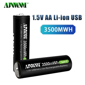 AJNWNM - литий-ионная аккумуляторная батарея 1,5 В типа AA 3500mWh для беспроводной игрушки с дистанционным управлением TYPE-C + USB-кабель