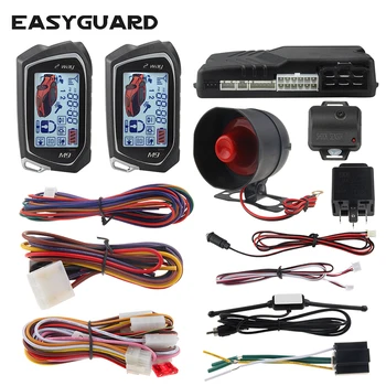 EASYGUARD 2-полосная автомобильная сигнализация с ЖК-дисплеем, Таймер дистанционного запуска двигателя, датчик удара, предупреждение, Автомобильные аксессуары