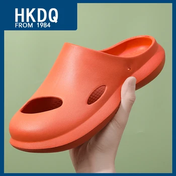 HKDQ, лидер продаж, мягкие амортизирующие летние шлепанцы для мужчин, удобная легкая мужская повседневная обувь из ЭВА, нескользящие женские тапочки
