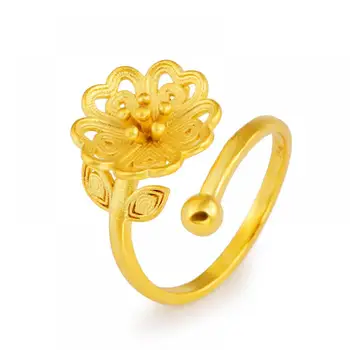 HOYON кольцо из чистого золота 18 карат, ювелирное изделие, высокоточная имитация золотого кольца с камелией, новый полый женский модный ювелирный подарок
