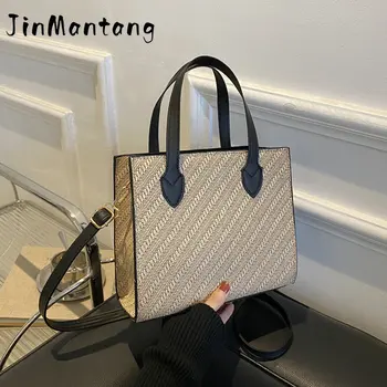 JinMantang/ Новая стильная женская сумка через плечо, модные сумки, женские сумки через плечо с верхней ручкой, Повседневная сумка-тоут