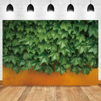 Laeacco Зеленые листья Настенное украшение комнаты, День рождения, портретный фон, фотографический фон для фотостудии