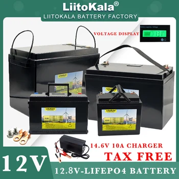 LiitoKala 12V 310ah 280ah 120AH 60ah LiFePO4 Аккумулятор 12,8 V Литий-железо-фосфатные Аккумуляторы для туристических автомобилей 14,6V Зарядное устройство Беспошлинно