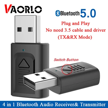 USB Bluetooth 5,0 Адаптер 4 в 1 3,5 мм AUX BT USB Bluetooth Аудиоприемник Передатчик Беспроводной Стерео ключ для автомобильного телевизора Динамик