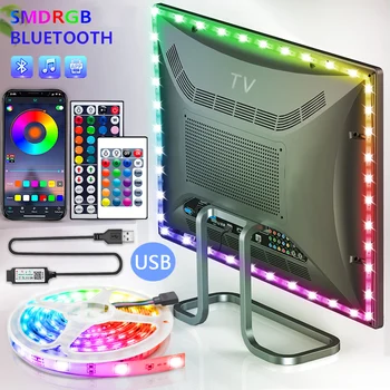 USB Светодиодная лента 3535 Bluetooth SMD 5V USB RGB Огни Гибкая светодиодная лампа Лента RGB Самоклеящийся диод для настольного телевизора