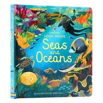 Usborne Look Inside Seas And Oceans, Детские книги для детей 3 4 5 6 лет, Английские научно-популярные книги с картинками, 9781474947060