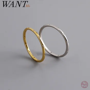 WANTME, Фирменный дизайн из стерлингового серебра 925 пробы, простое круглое кольцо с цирконием для женщин, мужчин, модный шикарный подарок для пары ювелирных изделий
