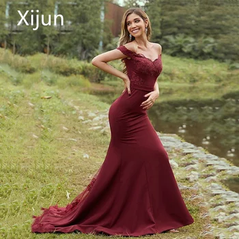 Xijun/ сексуальные платья русалки для выпускного вечера с глубоким V-образным вырезом и открытой спиной, вечернее платье без рукавов, плиссированные вечерние платья с кружевной аппликацией