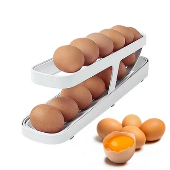 Автоматическая Прокручивающаяся Подставка для яиц, Коробка для хранения, Корзина для яиц, Контейнер, Органайзер, Холодильник, Дозатор яиц для кухни