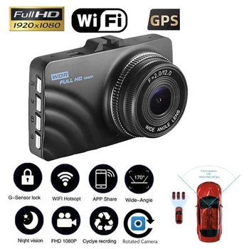 Автомобильный Видеорегистратор WiFi Dash Cam 3.0 Full HD 1080P Камера заднего вида Видеорегистратор Авто Dashcam Черный ящик GPS Автомобильные Аксессуары Ночного Видения