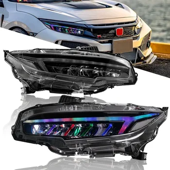 Архаичный дизайн новых автомобильных светодиодных фар RGB для Civic 2016-2020 PLUG & PLAY с последовательным сигналом поворота (в США недоступен)