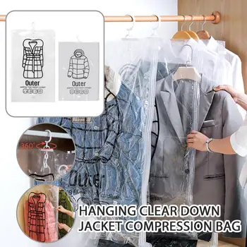 Вакуумный мешок для извлечения Vanzlife Подвесная прозрачная сумка для хранения пальто Маленькие сумки для организации Одежды Большого Размера Compressio I6u4