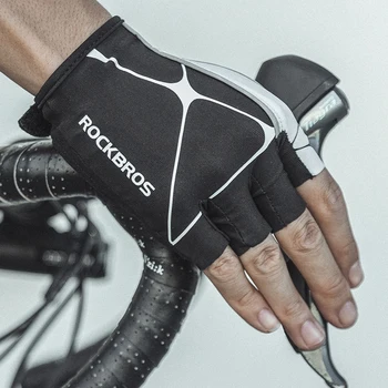 Велосипедные перчатки ROCKBROS, Дышащие, Светоотражающие Перчатки на половину пальца, MTB Велосипедные перчатки, Утолщенное силиконовое амортизирующее Велосипедное снаряжение