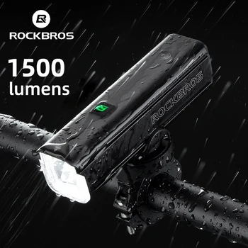 Велосипедный фонарь ROCKBROS, USB Перезаряжаемый фонарик для велосипеда, 1500ЛМ, Велосипедная фара, 5 режимов, дорожная передняя светодиодная лампа, Аксессуары для MTB