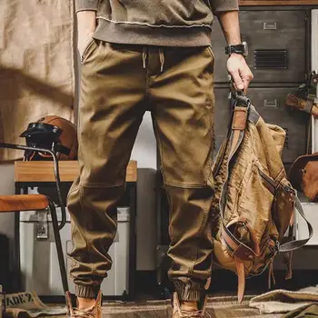 Винтажные брюки-карго, Мужские повседневные брюки для бега, Японский стиль, Военная униформа, Мужская уличная одежда, Весна-осень, Мужские рабочие тактические брюки