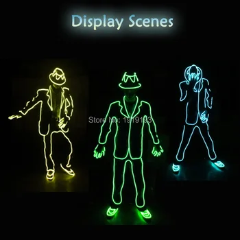 Выбор из 10 цветов Стиль DJ Dancer DIY светящиеся EL wire светодиодные костюмы праздничное освещение костюм для украшения бального фестиваля