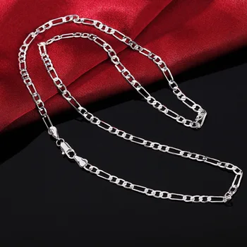 Горячие классические ожерелья из стерлингового серебра 925 пробы, ювелирные изделия 16-30 дюймов, Изысканное ожерелье с цепочкой 4 мм, высококачественные Рождественские подарки для вечеринок