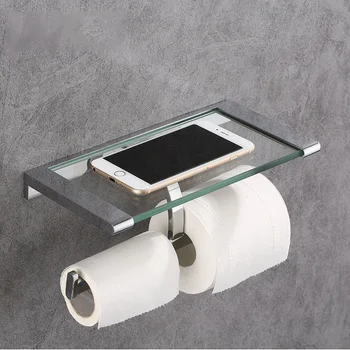 Держатель туалетной бумаги двойная сплошная медная лента стеклянный держатель туалетной бумаги для ванной комнаты подходит для рулонной бумаги аксессуары для ванной комнаты