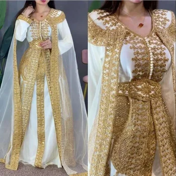Желтый Марокканский кафтан Фараша, платье Джилбаб из Жоржета, европейские и американские модные тенденции