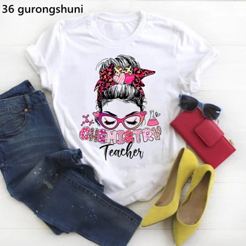 Женская футболка с графическим принтом Учителя химии 2022, Леопардовая футболка Femme Kawaii, Повседневная футболка Hispter, Женские топы