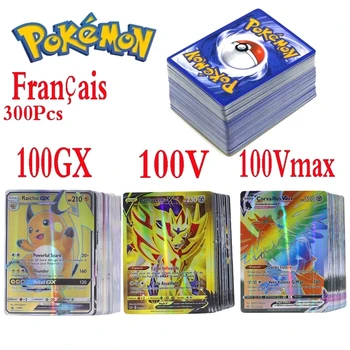 Испанская карта Pokemon Francaise 100VMAX 100GX 200 GX 50-100шт Самая продаваемая детская боевая версия Игры Tag Team Shining Cards