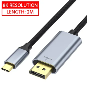 кабель 2 м USB C к порту дисплея 8K Type C 3,1-DP 1,4 Кабель 8K 60Hz Thunderbolt Кабели-адаптеры для Macbook Pro Samsung Huawei