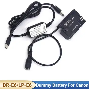 Кабель USB-C + DR-E6 LP-E6 LC-E6E Полностью декодированный Фиктивный аккумулятор Для камеры Canon EOS 60D 70D 80D 90D 5DS R Mark IV III 5D4 5D3 R5 R6