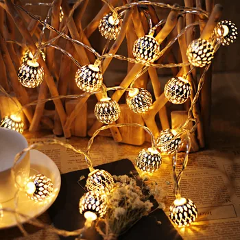 Красочный Марокканский Шар Из Кованого Железа Led Light Fairy Ligting String для Домашней Рождественской Праздничной Вечеринки На Открытом Воздухе Navidad Decoration