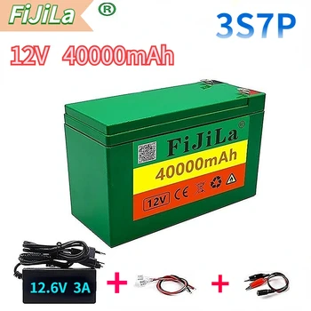 литиевая батарея 12v 40ah 3s7p 18650 + зарядное устройство 12,6 v 3a, встроенный высокоточный bms 40ah, используется для опрыскивателя, источник питания 12v