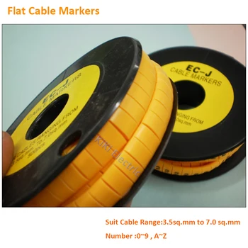 Маркеры плоского кабеля из ПВХ 0 ~ 9 A ~ Z Подходят для круглого или плоского кабеля 3,5-7,0 мм EC-J