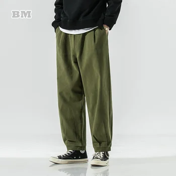 Мода 2021 года в китайском стиле, шаровары больших размеров, Мужские японские армейские зеленые брюки Harajuku, Прямые брюки, Мужская одежда