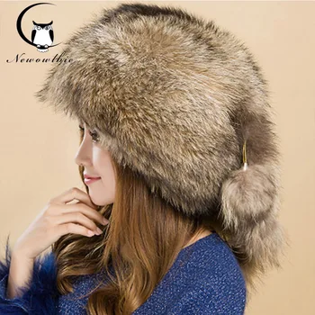 Модная женская зимняя кожаная соломенная шляпа из лисьего меха Maubere, женская шапка из меха енота, зимний стиль, холодная и теплая