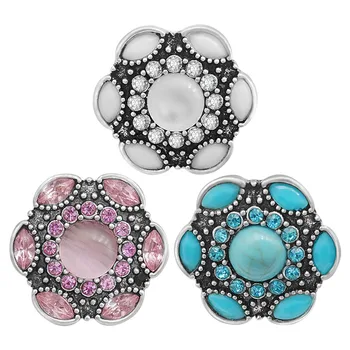 Новая Красота Красочные цветы из горного хрусталя 20 мм Металлические кнопки-защелки для DIY 18 мм ювелирные изделия оптом KZ3380