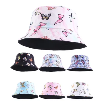 Новая модная летняя Рыбацкая шляпа, Обратимые шляпы-ведра с бабочкой, Женские, мужские, уличные, в стиле хип-хоп, Винтажная рыбацкая шляпа Gorra