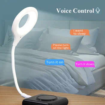 Новейшая светодиодная настольная лампа Портативный ночник Лампа Свободно складывающаяся Настольная лампа Голосовой Маленький Ночник USB Интеллектуальные голосовые огни