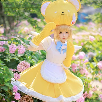Новый Аниме-костюм для Косплея Cardcaptor Sakura, Желтое платье Kinomoto Sakura, Карнавальные костюмы на Хэллоуин для женщин