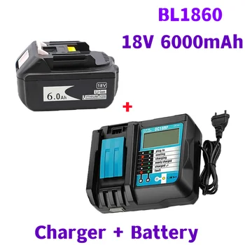 Оригинальная Аккумуляторная Батарея BL1860 18 V 6000 mAh Литий-ионная для Батареи 18v BL1840 BL1850 BL1830 BL1860B + Зарядное устройство 4A