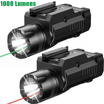 Пистолетный фонарик на 1000 Люмен с лазером, быстросъемный фонарь для тактического оружия, стробоскопический лазерный прицел, комбинированный фонарик для Glock Taurus