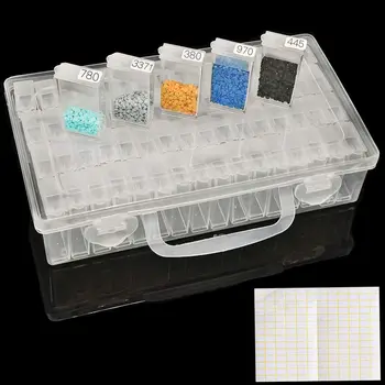 Прозрачная коробка с 64 Сетками Контейнеры для хранения алмазной живописи Контейнер для хранения бусин Аксессуары для алмазной живописи