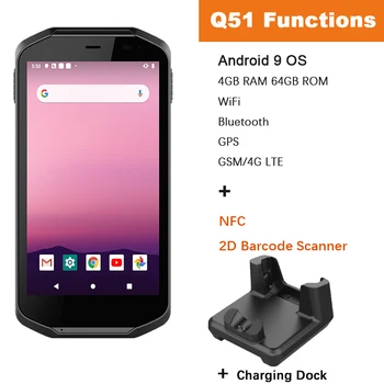 Сканер штрих-кода Android Прочный портативный мобильный терминал 4G Wi-Fi GPS BT для доставки Система складской розничной инвентаризации