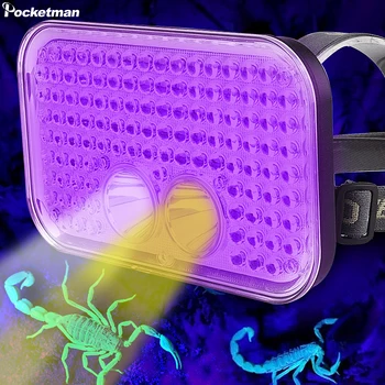 УЛЬТРАФИОЛЕТОВЫЙ налобный фонарь LED 2 в 1, черный налобный фонарь, фонарик, светодиодный ультрафиолетовый фонарь для одежды домашних животных, обнаружения пищевых грибков / ночной рыбалки /путешествий