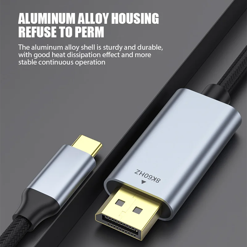 кабель 2 м USB C к порту дисплея 8K Type C 3,1-DP 1,4 Кабель 8K 60Hz Thunderbolt Кабели-адаптеры для Macbook Pro Samsung Huawei