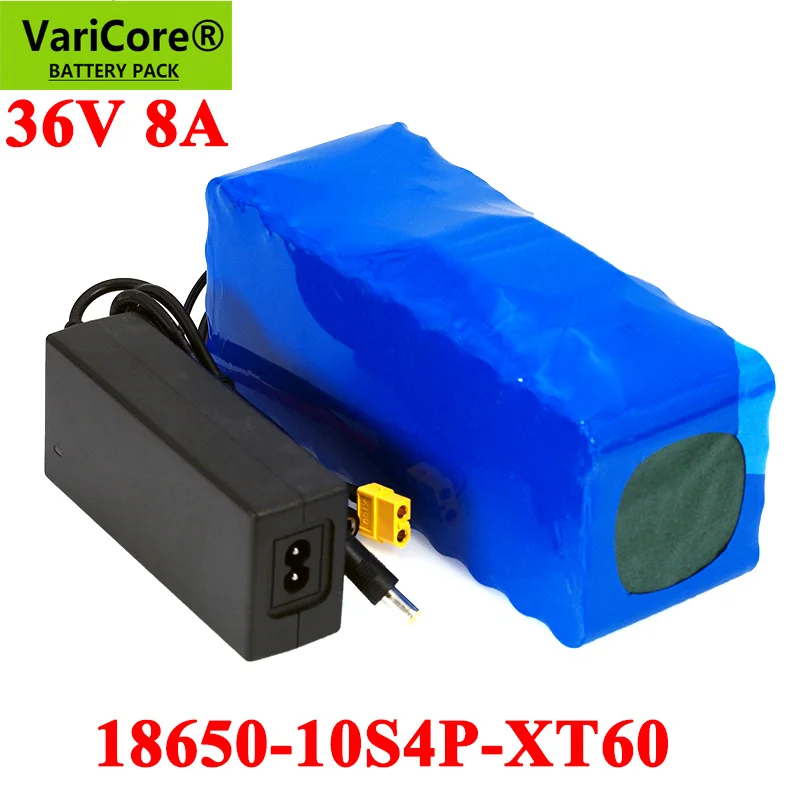 VariCore 36V 10S4p 8ah Аккумуляторы для электровелосипедов 3,7 V 18650 Литиевый аккумулятор Встроенный 20A BMS с зарядным устройством для электровелосипеда 42V 2A